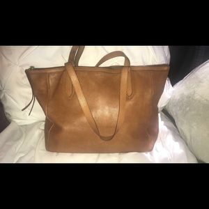 Fossil Brown Leather Tote